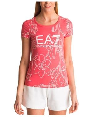 EA7 Logo Detail T-Shirt - Red