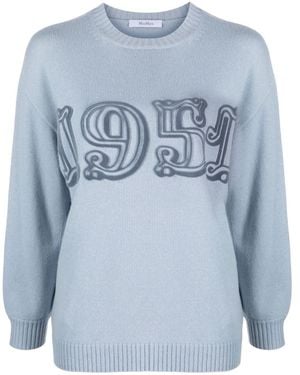 Max Mara Crewneck Long-Sleeved Jumper - Blue