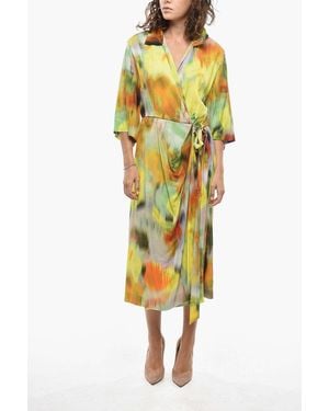 Dries Van Noten Midi Wrap Shirt Dress - Yellow