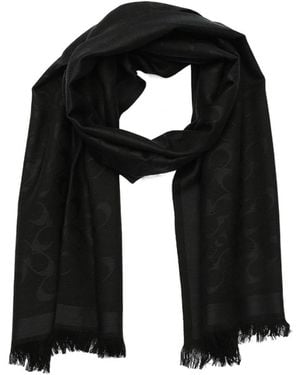 COACH Dark Pattern Monogram Fringed Long Scarf - Black