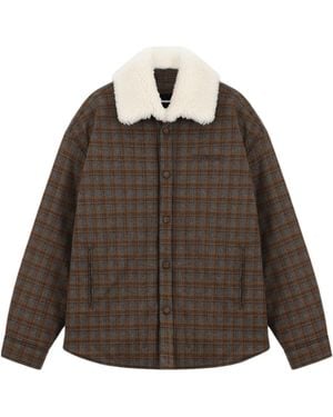 we11done Check-Print Jacket - Brown