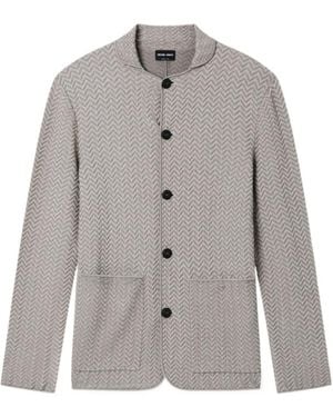 Giorgio Armani Chevron Knit Jacket - Grey