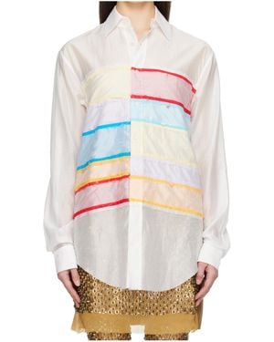 Edward Cuming Collage Heart Throb Collared Shirt - White