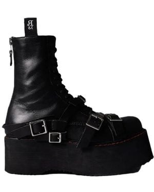 R13 Round Toe Short Boots - Black