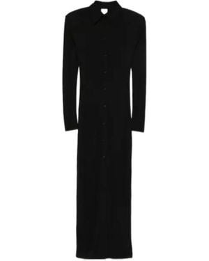 knee length dresses for ladies Saint Laurent Black Cut Out Long Sleeve Shoulder Padded Hooded Dress G   PaumLosAngeles
