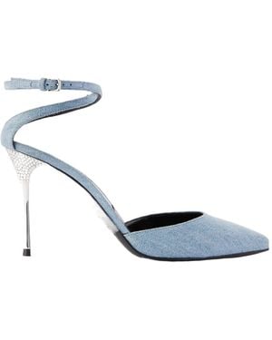 Sergio Rossi Crystal-Embellished Denim Court Shoes - Blue
