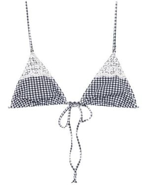 Frankie's Bikinis Tie-Front Bikini Top - Blue