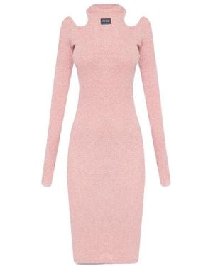 Versace Jeans Couture Couture Cut-Out Long-Sleeved Dress - Pink