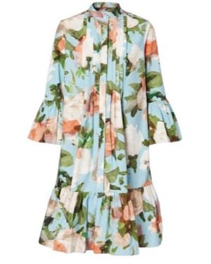 Erdem Floral Gathered Cotton Poplin Minidress - Green