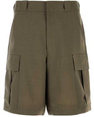 Prada Triangle-Patch Cargo Shorts - Green