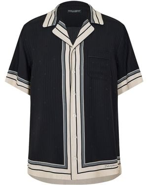 Dolce & Gabbana Vertical Striped Short Sleeve Shirt - Black