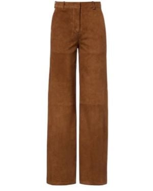 Nour Hammour Coda Suede Wide-Leg Pants - Brown