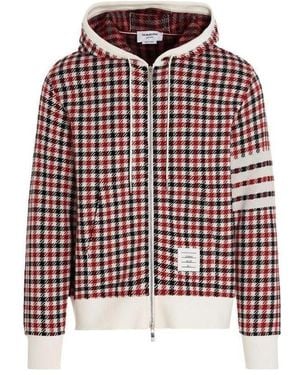 Thom Browne Bar Stripe Check-Print Hoodie - Red
