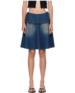 GIMAGUAS Ruffle Denim Miniskirt - Blue