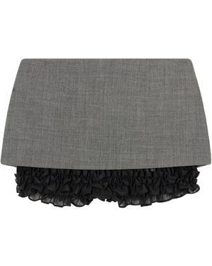 Magda Butrym Herringbone Wool-Blend Shorts - Grey