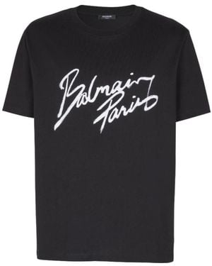 Balmain Text Print T-Shirt - Black