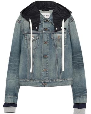 Miu Miu Hooded Denim Jacket - Blue
