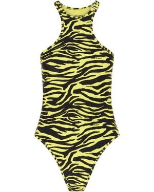 The Attico Zebra-Print Swimsuit - White