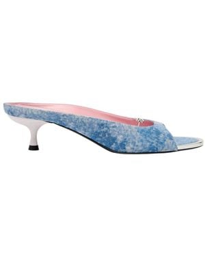 DIESEL Jacquard Kitten-Heel Mules - Blue