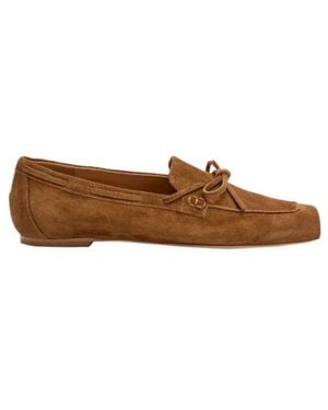Aeyde Jasper Bow-Detail Suede Loafers - Brown