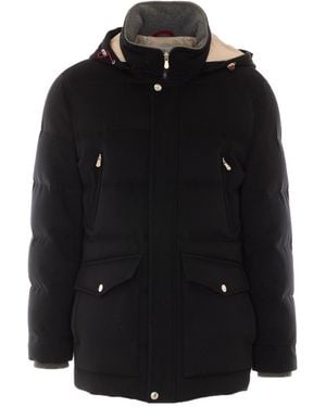Brunello Cucinelli Long-Sleeved Cotton-Padded Jacket - Black