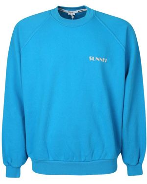 Sunnei Logo Printed Crewneck Sweatshirt - Blue