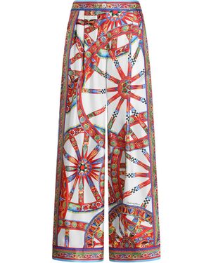 Dolce & Gabbana Silk Caretto Wide-Leg Pants - Red
