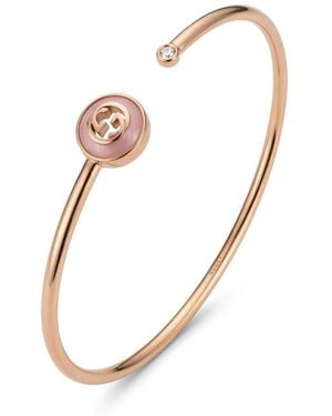 Gucci Interlocking 18K Bangle Bracelet - White