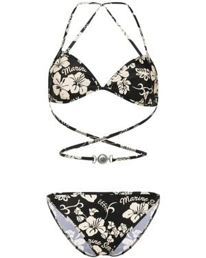 Marine Serre Floral Printed Active Jersey Bikini - White