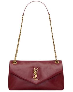 Saint Laurent Calypso Foldover Top Small Shoulder Bag - Red