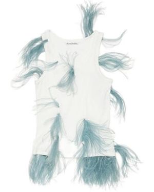 Acne Studios Feather-Detailing Ribbed Tank Top - Blue