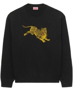 KENZO Jumping Tiger' Embroidered Sweater - Black