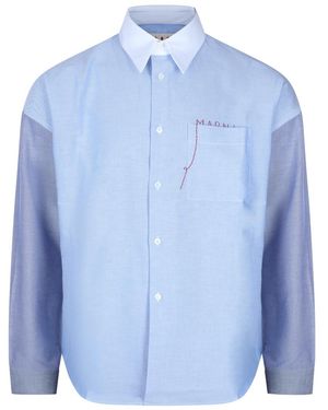 Marni Logo Embroidered Shirt - Blue