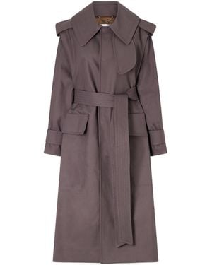 Victoria Beckham Long Belted Trench Coat - Brown