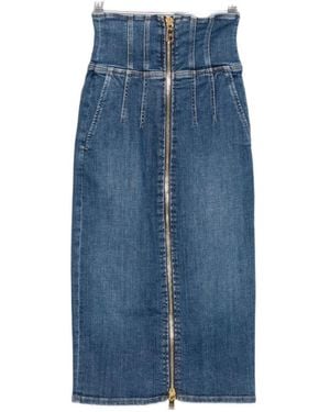 Elisabetta Franchi Corset High-Waist Denim Skirt - Blue