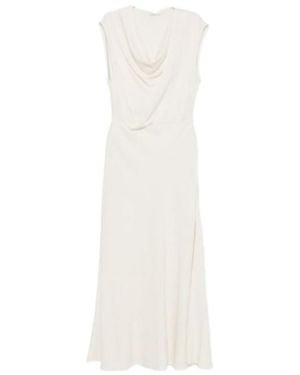 Brunello Cucinelli Draped-Neck Sleeveless Maxi Dress - White