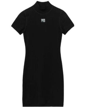 Alexander Wang Logo Printed Bodycon Mini Dress - Black