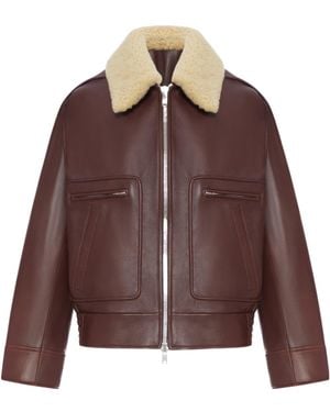 Bottega Veneta Collared Zip-Up Jacket - Brown