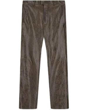 Emporio Armani Semi-Glossy Drummed Leather Trousers With A Metal Zip - Grey