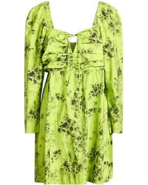 Ganni Waisted Long-Sleeve Dress - Green