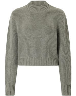 LeKasha Ribbed Cropped Cashmere Turtleneck Sweater - Gray