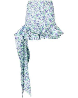 Rabanne Liberty Mini Ruffle Print Skirt - Blue