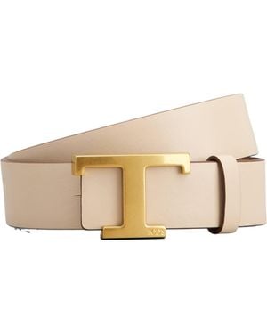Tod's T Timless Reversible Leather Belt - Natural