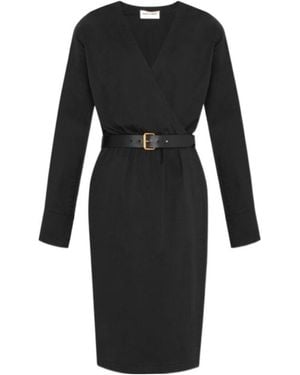 Saint Laurent Belted Wrap Dress - Black