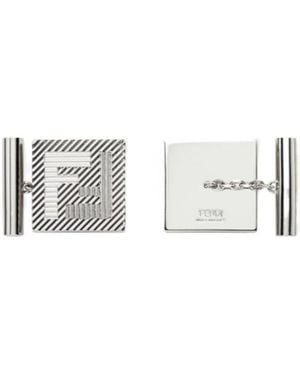 Fendi Shadow Square Cufflinks - White