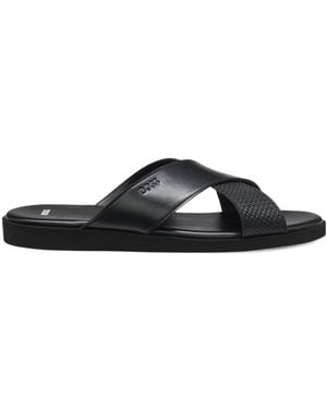 BOSS Darrel Crisscross Strap Slides - Black