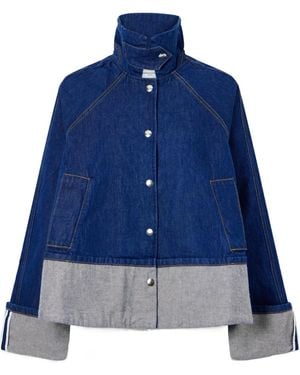 Brandon Maxwell Wells Trapeze Denim Jacket - Blue