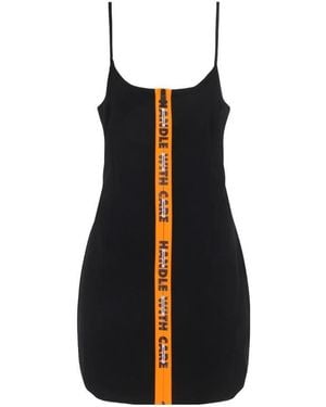 Heron Preston Logo Tape Zipped Mini Dress - Black
