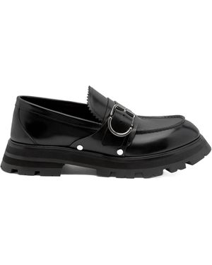 McQueen Buckle-Detailed Slip-On Loafers - Black
