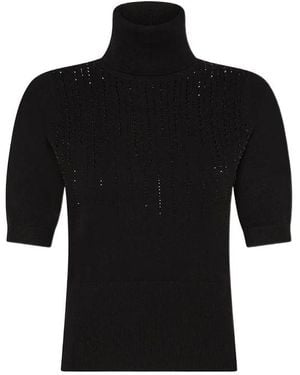 Seventy Short Sleeved Turtleneck With Rhinestones - Black